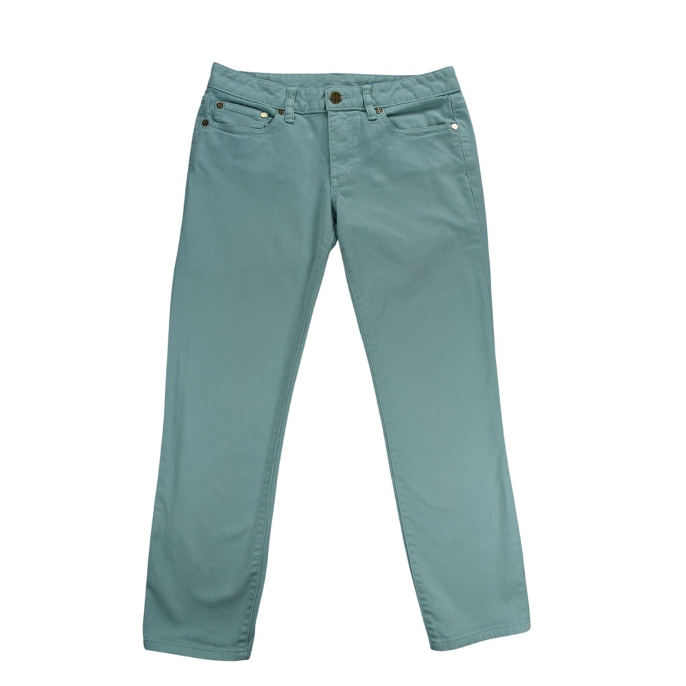Tory Burch Alexa Cropped Skinny Jeans Mint Green Size 27